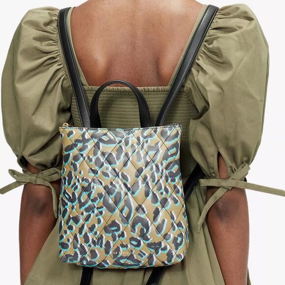 NWT Ted Baker Leopard Quilted Backpack– Stylish & Trendy Bag for Everyday Use - Picture 1 of 14